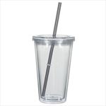 Clear Tumbler with Charcoal Straw